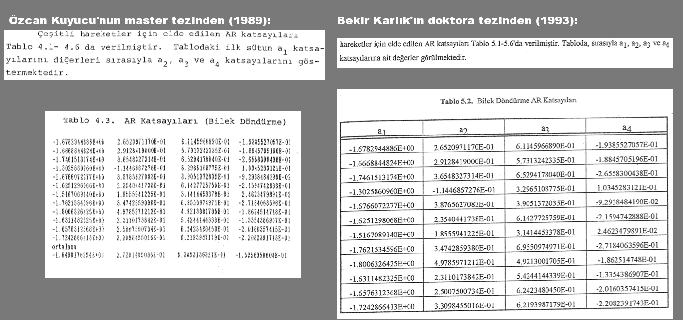 "ÇALINTI doktora tezi : Bekir Karlık, 1993, Yıldız Teknik Üniversitesi" = "ÇALINAN yüksek lisans tezi : Özcan Kuyucu, 1989, İstanbul Teknik Üniversitesi"